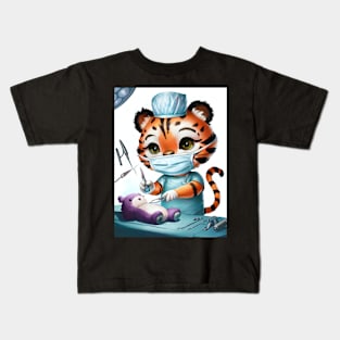 Cute Kawaii tiger as a surgeon Kids T-Shirt